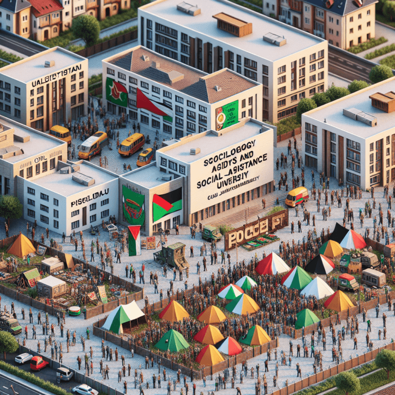 Tabără pro-palestiniană la Facultatea de Sociologie și Asistență Socială din Cluj-Napoca.