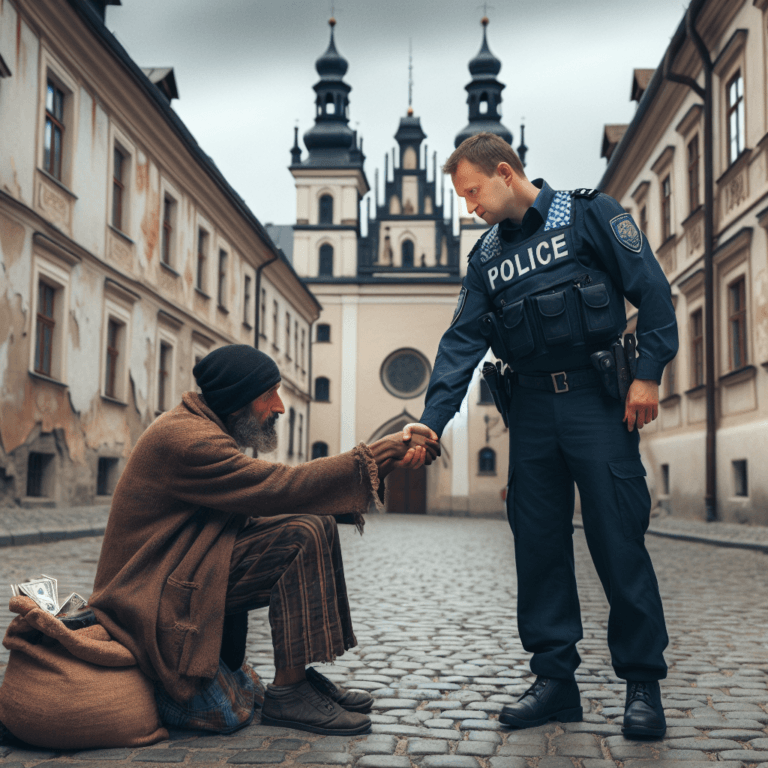 Un cerșetor din Sibiu a dat mită polițistului.