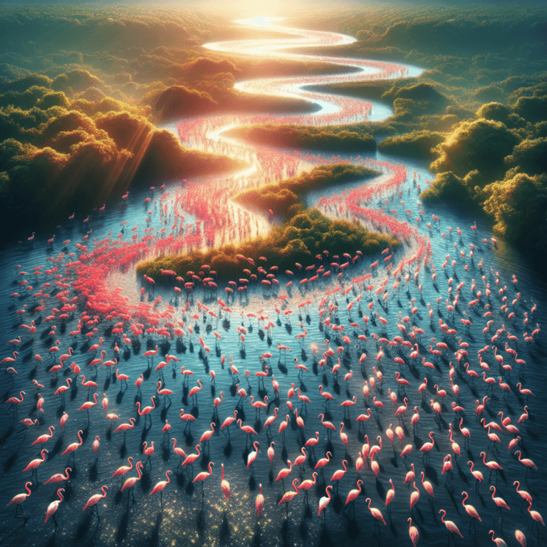 Zeci de păsări flamingo văzute în Delta Dunării.