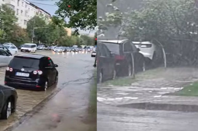 FOTO/VIDEO Străzi inundate și copaci doborâți de vânt în Iași
