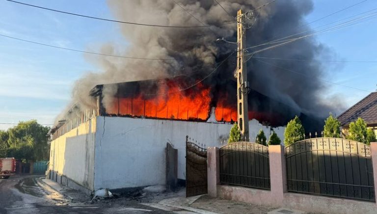 Galaţi: Incendiu puternic la o hală de depozitare