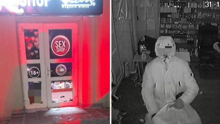 Hoț prins încercând să jefuiască un sex shop