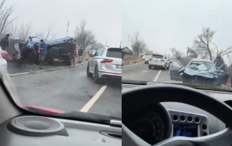 VIDEO – Accident grav la Popricani, cu trei victime inconștiente, în urma unui impact între un camion și două autoturisme