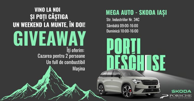Weekend de relaxare și premii la Mega Auto – Škoda Iași: Începe evenimentul „Porți Deschise”