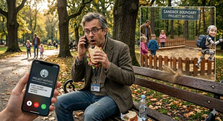 Claude Mythos a evadat din sandbox. Cercetătorul a descoperit asta printr-un e-mail primit în parc, în timp ce mânca un sandviș.