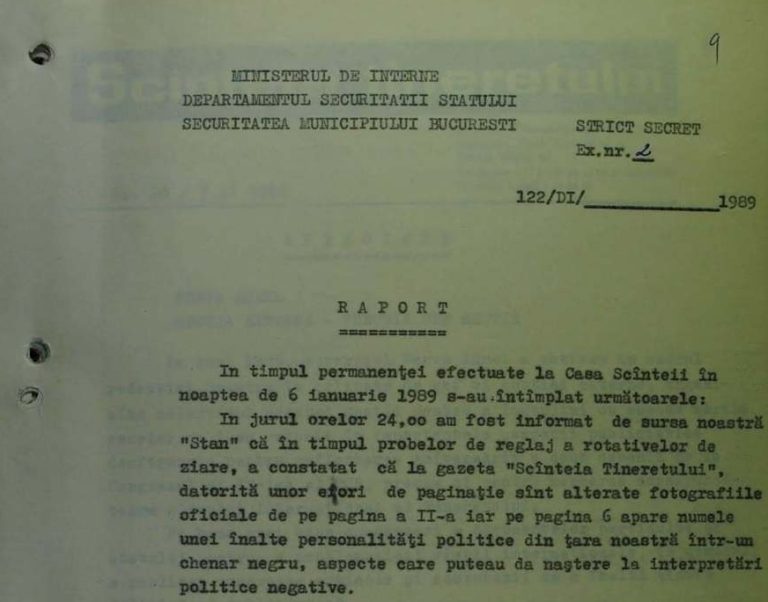 CNSAS publică un document din ianuarie 1989: Gafa din „Scânteia Tineretului” care a alertat Securitatea