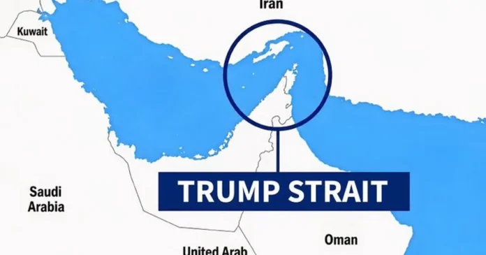 Trump a publicat harta în care Strâmtoarea Ormuz apare ca Strâmtoarea Trump