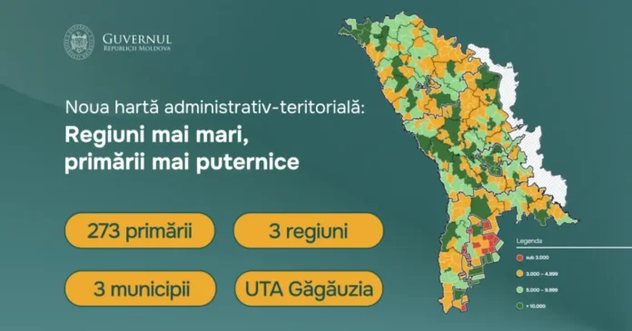 Hartă administrativă nouă în Moldova: 3 regiuni și 273 de primării
